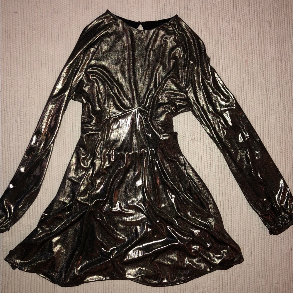 SOLD Metallic party dress with open back